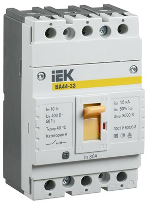 Авт. выкл. ВА44 33 3Р 80А 15кА IEK SVA4410-3-0080 - фото 238790