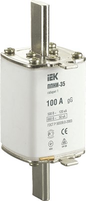 Плавкая вставка предохранителя ППНИ-35, габарит 1, 100А IEK DPP30-100 - фото 238835