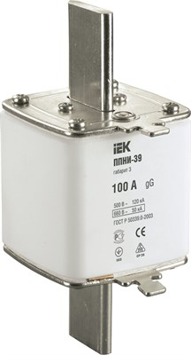 Плавкая вставка предохранителя ППНИ-39, габарит 3, 100А IEK DPP50-100 - фото 238852