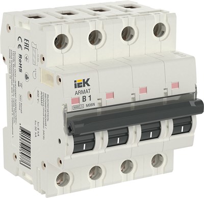 ARMAT Авт. выкл. M06N 4P B 1А IEK AR-M06N-4-B001 - фото 238917