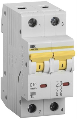 KARAT Авт. выкл. ВА47-60M 2P C 10А 6кА IEK MVA31-2-010-C - фото 239648