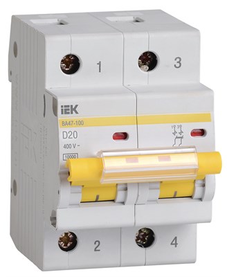 KARAT Авт. выкл. ВА47-100 2P D 20А 10кА IEK MVA40-2-020-D - фото 239798