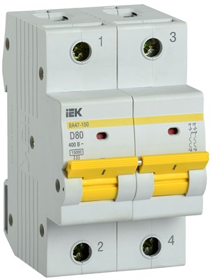 KARAT Авт. выкл. ВА47-150 2P D 80А 15кА IEK MVA50-2-080-D - фото 239852