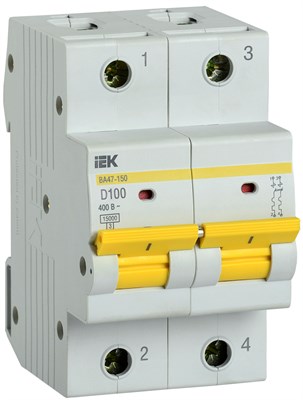 KARAT Авт. выкл. ВА47-150 2P D 100А 15кА IEK MVA50-2-100-D - фото 239853