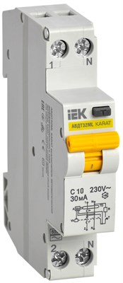 Выкл. авт. диф. тока АВДТ32МL В10 30мА KARAT IEK MVD12-1-010-B-030 - фото 240253