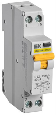 Выкл. авт. диф. тока АВДТ32ML тип A С32 30мА KARAT IEK MVD12-1-032-C-030-A - фото 240278