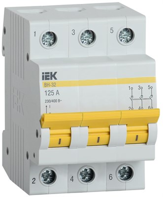 KARAT Выключатель нагрузки (мини-рубильник) ВН-32 3P125А IEK MNV10-3-125 - фото 240313