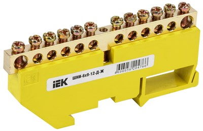 Шина PE "земля" на DIN-изол ШНИ-6х9-12-Д-Ж IEK YNN10-69-12D-K05 - фото 240887