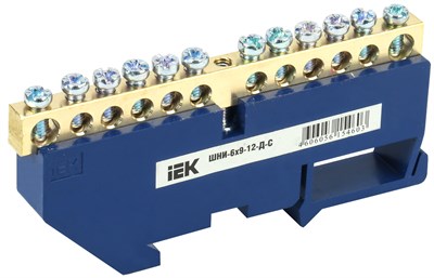 Шина N "ноль" на DIN-изол ШНИ-6х9-12-Д-С IEK YNN10-69-12D-K07 - фото 240888