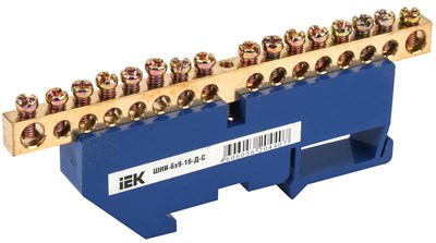 Шина N "ноль" на DIN-изол ШНИ-6х9-16-Д-С IEK YNN10-69-16D-K07 - фото 240891