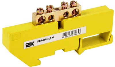 Шина PE "земля" на DIN-изол ШНИ-6х9-4-Д-Ж IEK YNN10-69-4D-K05 - фото 240897