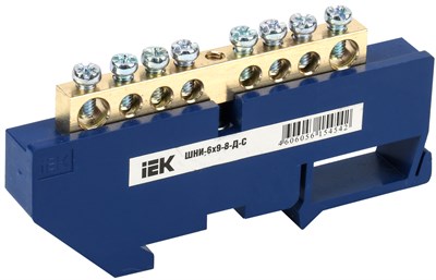 Шина N "ноль" на DIN-изол ШНИ-6х9-8-Д-С IEK YNN10-69-8D-K07 - фото 240902