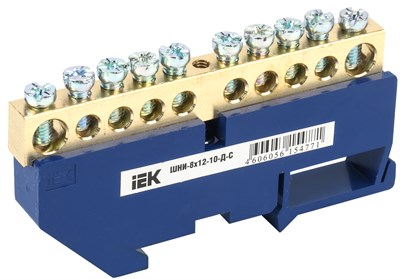 Шина N "ноль" на DIN-изол ШНИ-8х12-10-Д-С IEK YNN10-812-10D-K07 - фото 240904