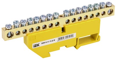Шина PE "земля" на DIN-изол ШНИ-8х12-16-Д-Ж IEK YNN10-812-16D-K05 - фото 240909
