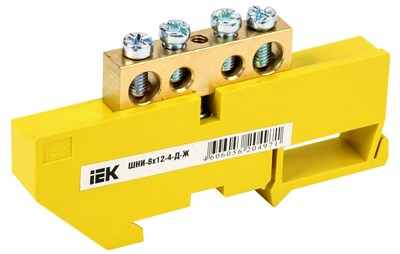 Шина PE "земля" на DIN-изол ШНИ-8х12-4-Д-Ж IEK YNN10-812-4D-K05 - фото 240916