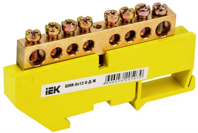Шина PE "земля" на DIN-изол ШНИ-8х12-8-Д-Ж IEK YNN10-812-8D-K05 - фото 240920
