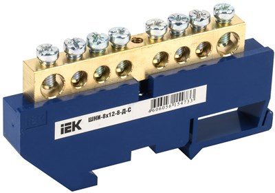 Шина N "ноль" на DIN-изол ШНИ-8х12-8-Д-С IEK YNN10-812-8D-K07 - фото 240921