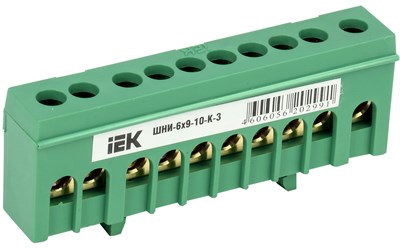 Шина PE "земля" в корп изол на DIN-рейку ШНИ-6х9-10-К-З IEK YNN10-69-10KD-K06 - фото 240980