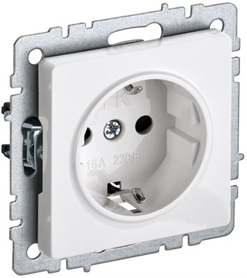 BRITE Роз. с з/к без з/ш 16А РС11-1-0-БрБ бел. IEK BR-R11-16-K01 - фото 241922