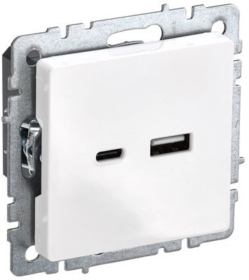 BRITE Роз. USB A+C 18Вт РЮ11-1-БрБ бел. IEK BR-U22-018-K01 - фото 241932
