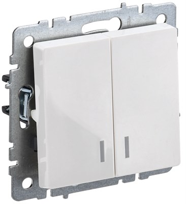 BRITE Выключ. 2-кл. с инд. 10А ВС10-2-1-БрБ бел. IEK BR-V20-1-10-K01 - фото 241939