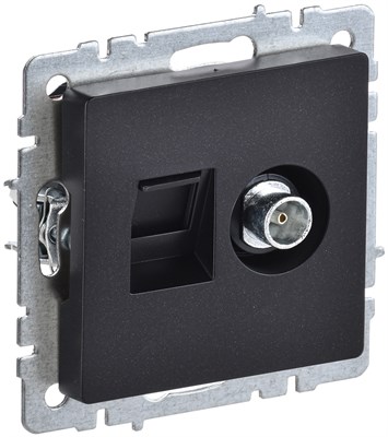 BRITE Роз. двойная TV+RJ45 кат.5E РТВ/РК12-БрЧ черн. IEK BR-AK20-1-K02 - фото 241945