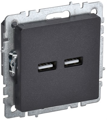 BRITE Роз. USB A+A 3,1А РЮ10-1-БрЧ черн. IEK BR-U21-D31-K02 - фото 241955