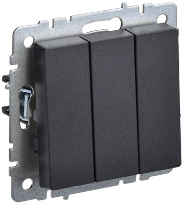 BRITE Выключ. 3-кл. 10А ВС10-3-0-БрЧ черн. IEK BR-V30-0-10-K02 - фото 241962