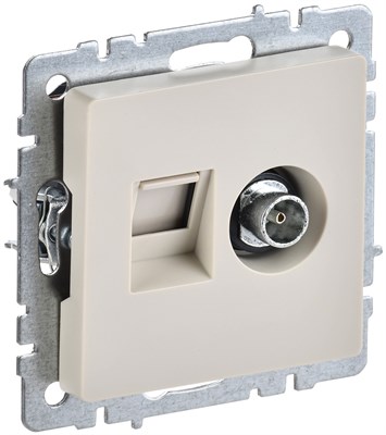 BRITE Роз. двойная TV+RJ45 кат.5E РТВ/РК12-БрКр беж. IEK BR-AK20-1-K10 - фото 241967