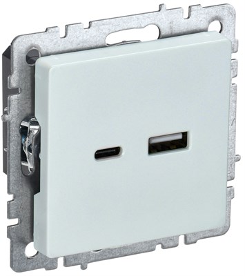 BRITE Роз. USB A+C 18Вт РЮ11-1-БрЖ жемч. IEK BR-U22-018-K36 - фото 242002