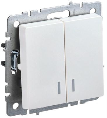 BRITE Выключ. 2-кл. с инд. 10А ВС10-2-1-БрЖ жемч. IEK BR-V20-1-10-K36 - фото 242007