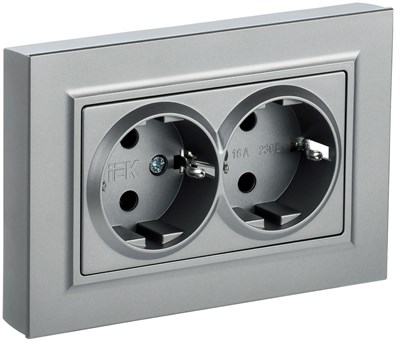 BRITE Роз. 2-я с з/к без з/ш 16А в сб. РС12-3-БрА алюм. IEK BR-R21-16-K47-F - фото 242044