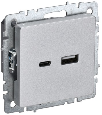 BRITE Роз. USB A+C 18Вт РЮ11-1-БрА алюм. IEK BR-U22-018-K47 - фото 242048