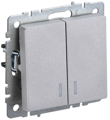 BRITE Выключ. 2-кл. с инд. 10А ВС10-2-1-БрА алюм. IEK BR-V20-1-10-K47 - фото 242053