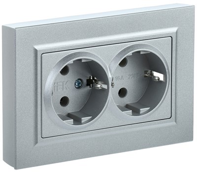 BRITE Роз. 2-я с з/к без з/ш 16А в сб. РС12-3-БрС сталь IEK BR-R21-16-K46-F - фото 242067