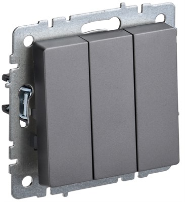 BRITE Выключ. 3-кл. 10А ВС10-3-0-БрС сталь IEK BR-V30-0-10-K46 - фото 242077
