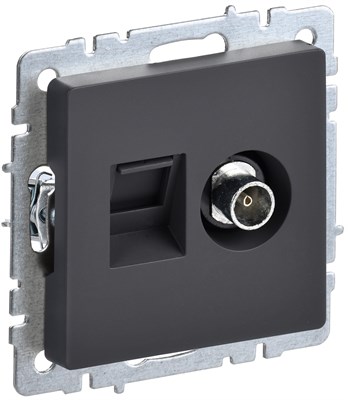 BRITE Роз. двойная TV+RJ45 кат.5E РТВ/РК12-БрГ граф. IEK BR-AK20-1-K53 - фото 242082