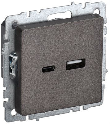 BRITE Роз. USB A+C 18Вт РЮ11-1-БрТБ бр. IEK BR-U22-018-K45 - фото 242140