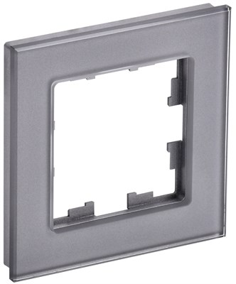 BRITE Рамка 1-мест. РУ-1-2-БрСе стекло сер. IEK BR-M12-G-K03 - фото 242209