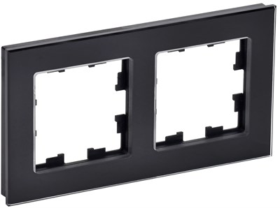 BRITE Рамка 2-мест. РУ-2-2-БрЧ стекло черн. IEK BR-M22-G-K02 - фото 242212