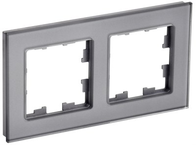 BRITE Рамка 2-мест. РУ-2-2-БрСе стекло сер. IEK BR-M22-G-K03 - фото 242213