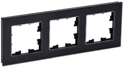BRITE Рамка 3-мест. РУ-3-2-БрЧ стекло черн. IEK BR-M32-G-K02 - фото 242218