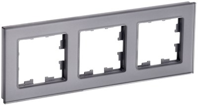 BRITE Рамка 3-мест. РУ-3-2-БрСе стекло сер. IEK BR-M32-G-K03 - фото 242219
