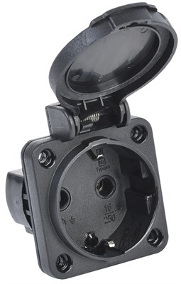 MAGNUM Розетка панельная SCHUKO РП14-3 IP54 черный IEK PSN71-016-3-2-54-K02 - фото 242382