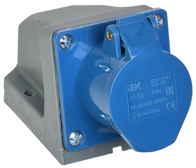 Розетка стац. ССИ-113 16А-6ч 220В 2P+PE IP44 IEK PSR11-016-3 - фото 242386