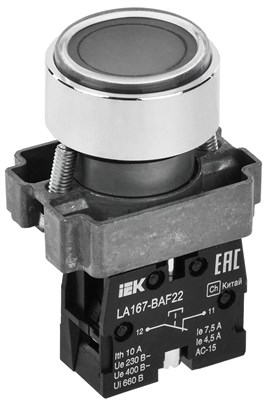 Кнопка LA167-BAF22 d=22мм 1NC черная IEK BBT20-BAF22-2-22-67-K02 - фото 242476