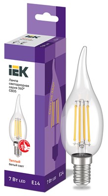 Лампа LED CВ35 св.н/ветру 7Вт 230В 3000К E14 серия 360° IEK LLF-CB35-7-230-30-E14-CL - фото 242861