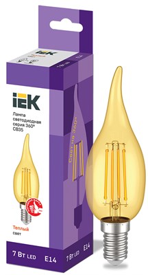 Лампа LED CВ35 св.н/в зол. 7Вт 230В 2700К E14 серия 360° IEK LLF-CB35-7-230-30-E14-CLG - фото 242862