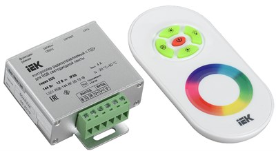 Контроллер с ПДУ радио RGB 3 канала 12В 4А 144Вт белый IEK LSC1-RGB-144-RF-20-12-W - фото 242904
