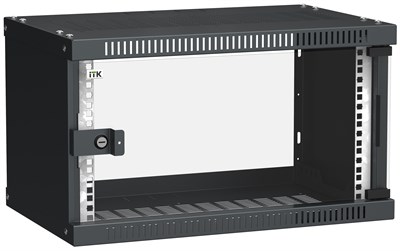ITK Шкаф LINEA WE 6U 550x350мм дверь стекло черный LWE5-06U53-GF - фото 243310